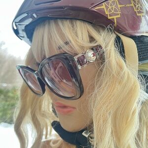 CHANEL Burgundy and Pearl  Butterfly Sunglasses